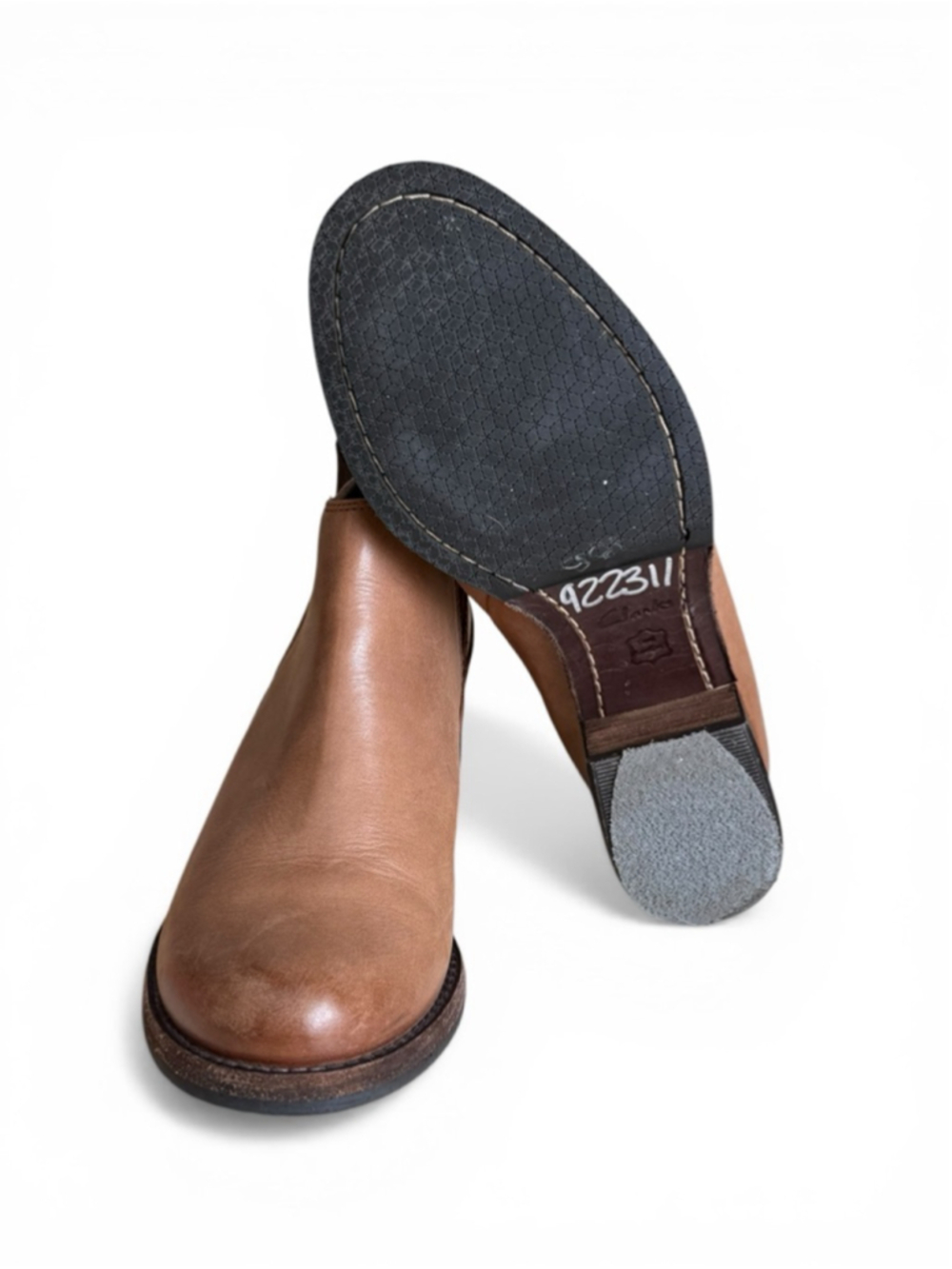Clarks Women’s Monica Pearl Cognac Brown Leather Chelsea Ankle Booties Size 8 - Picture 6 of 8